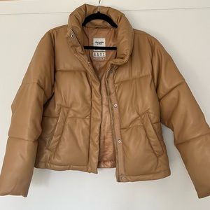 A&F Vegan Leather Mini Puffer Jacket